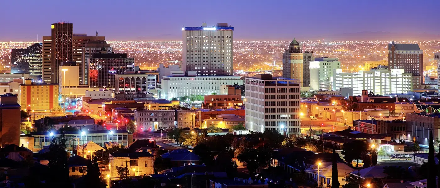 Downtown El Paso, Texas skyline at dusk