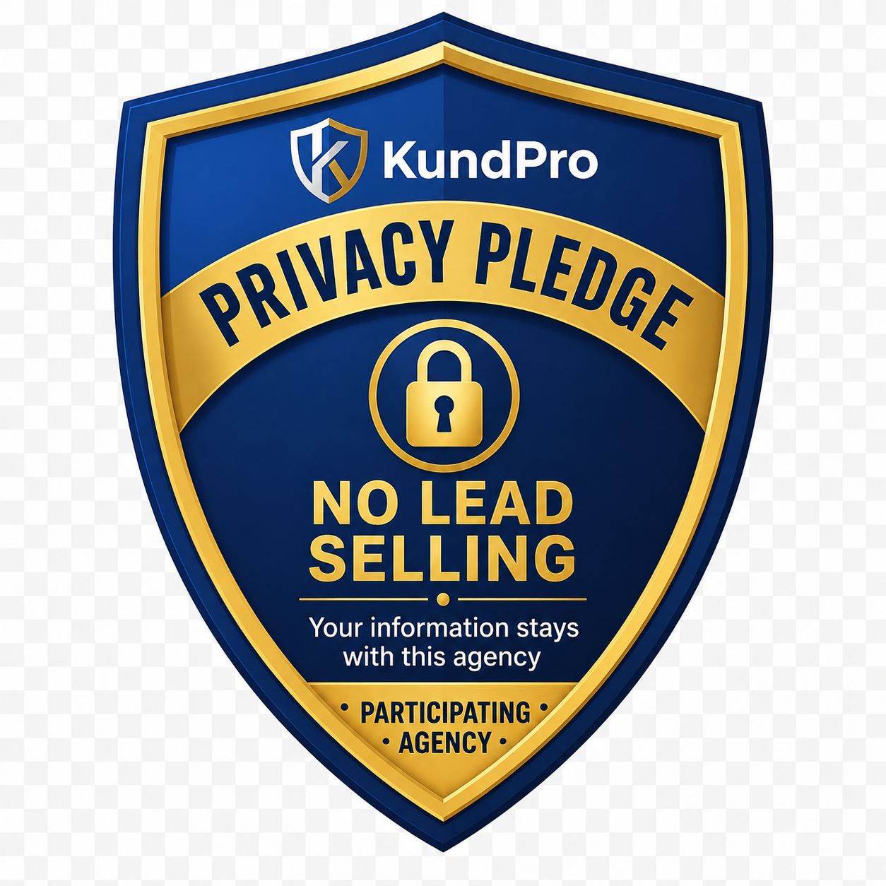KundPro Privacy Pledge badge: No lead selling, participating agency